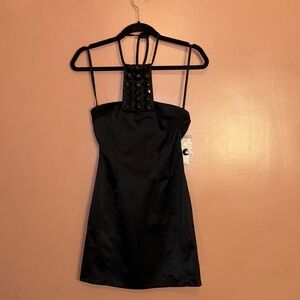 NWT TOPSHOP BLACK HALTER DRESS SZ 8